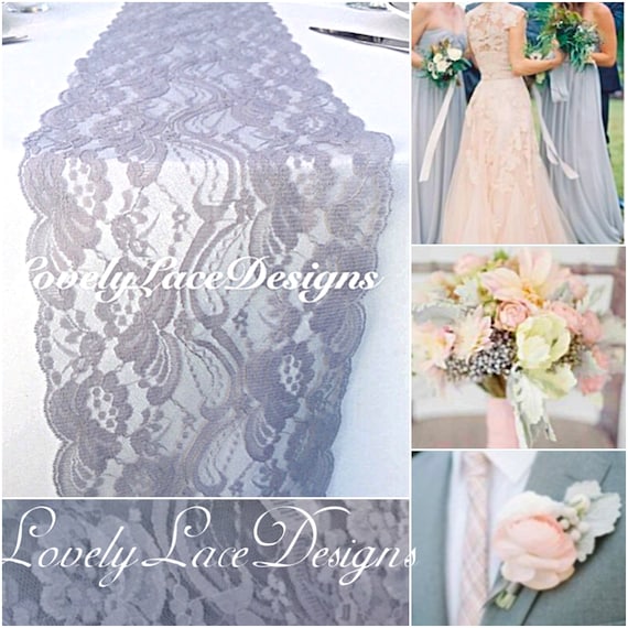 GRAY/SILVER Weddings Lace Table Runner 3ft10ft long x