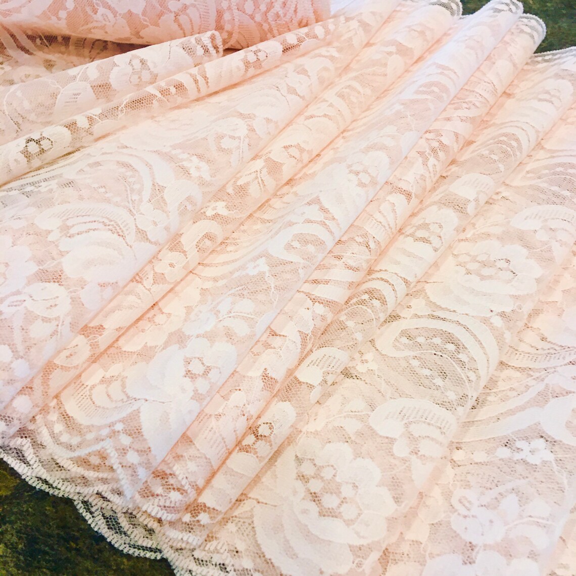 Blush Pink/Lace Table Runner/12 wide/ 3ft11ft long/ Etsy