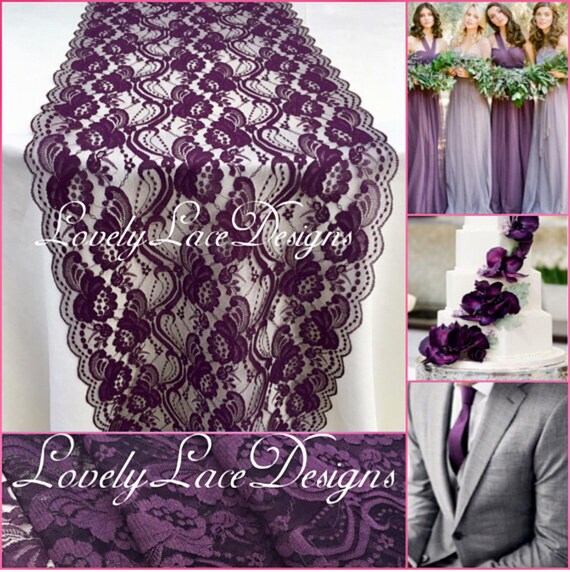 21ft 28ft Plum Eggplant Lace Table Runner 12 Etsy