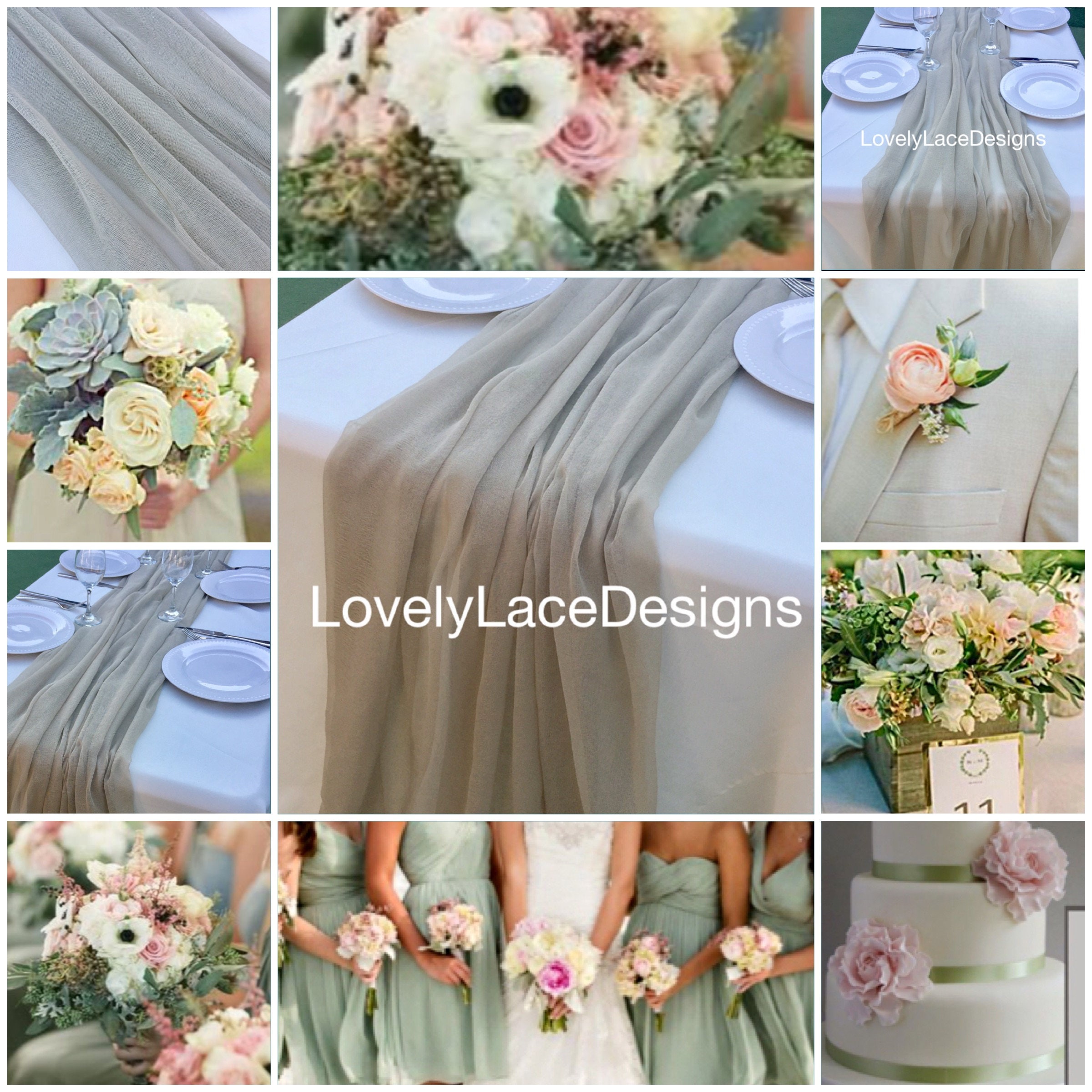 NEW Sage Dusty Cheesecloth Runners 54wide Wedding Decor
