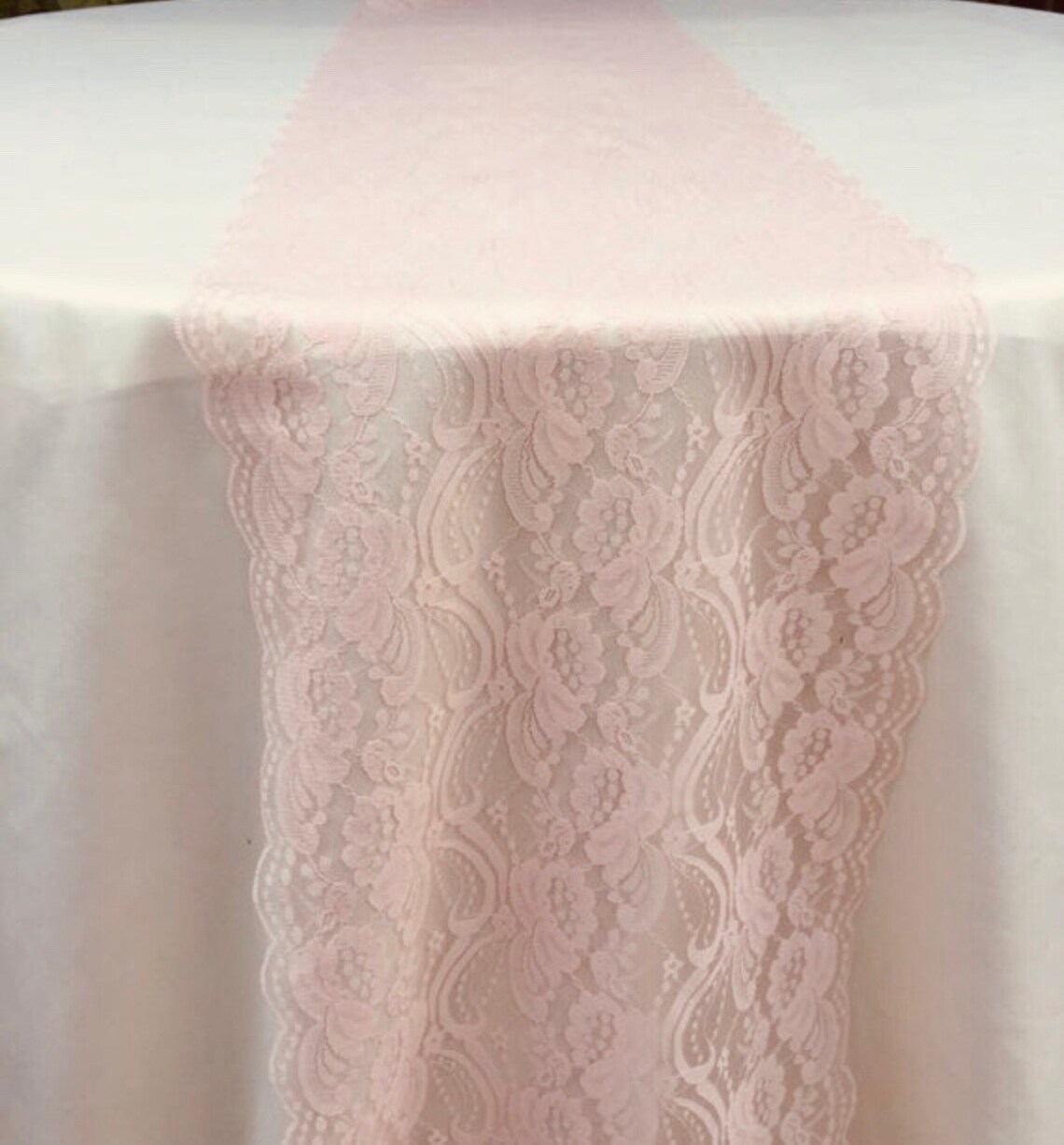 Blush Pink/Lace Table Runner/12 wide/ 3ft11ft long/ Etsy