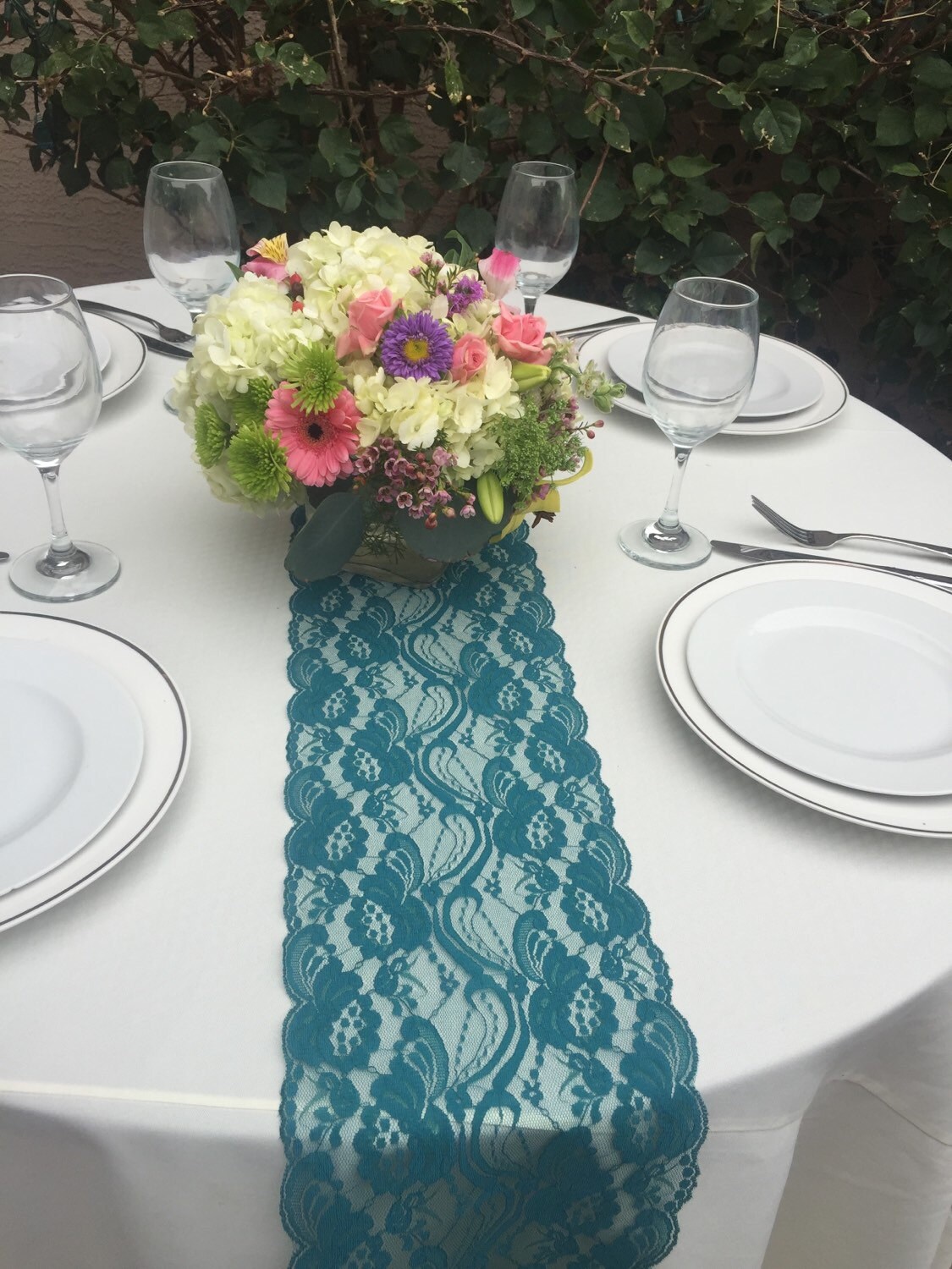 TEAL GREEN Lace Table Runner 3ft To10ft Long X 7wide Wedding Decor