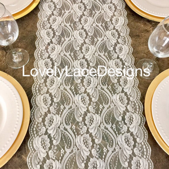 Ivory Lace Table Runner/ 6ft long x 12in Wide