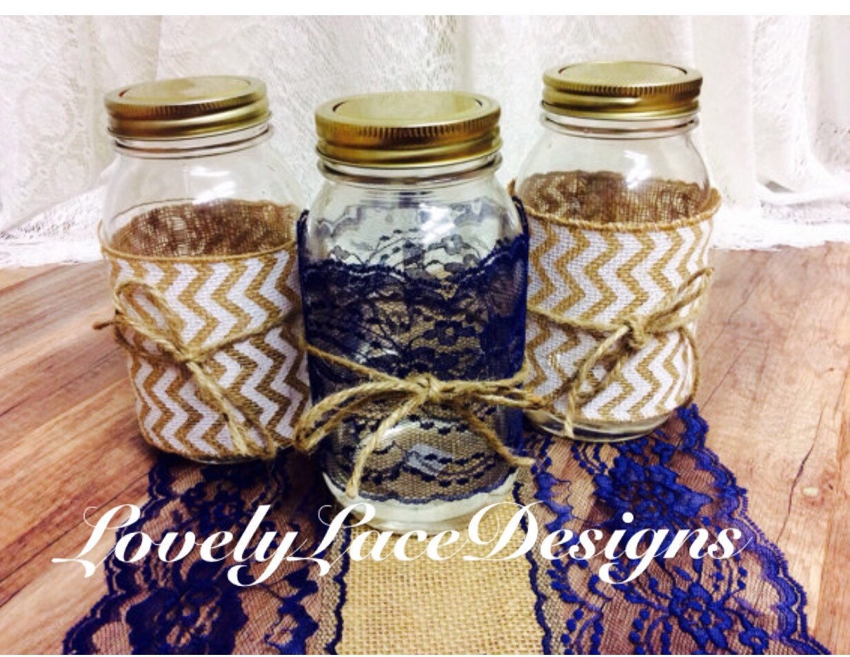Wedding Decor Navy Blue Lace Trim 10 Yards Mason Jar Lace