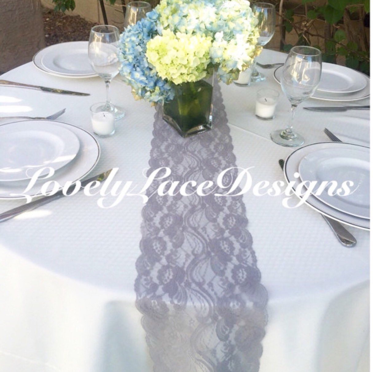 GRAY Silver Weddings Lace Table Runner 3ft 10ft Long X 8in Wide