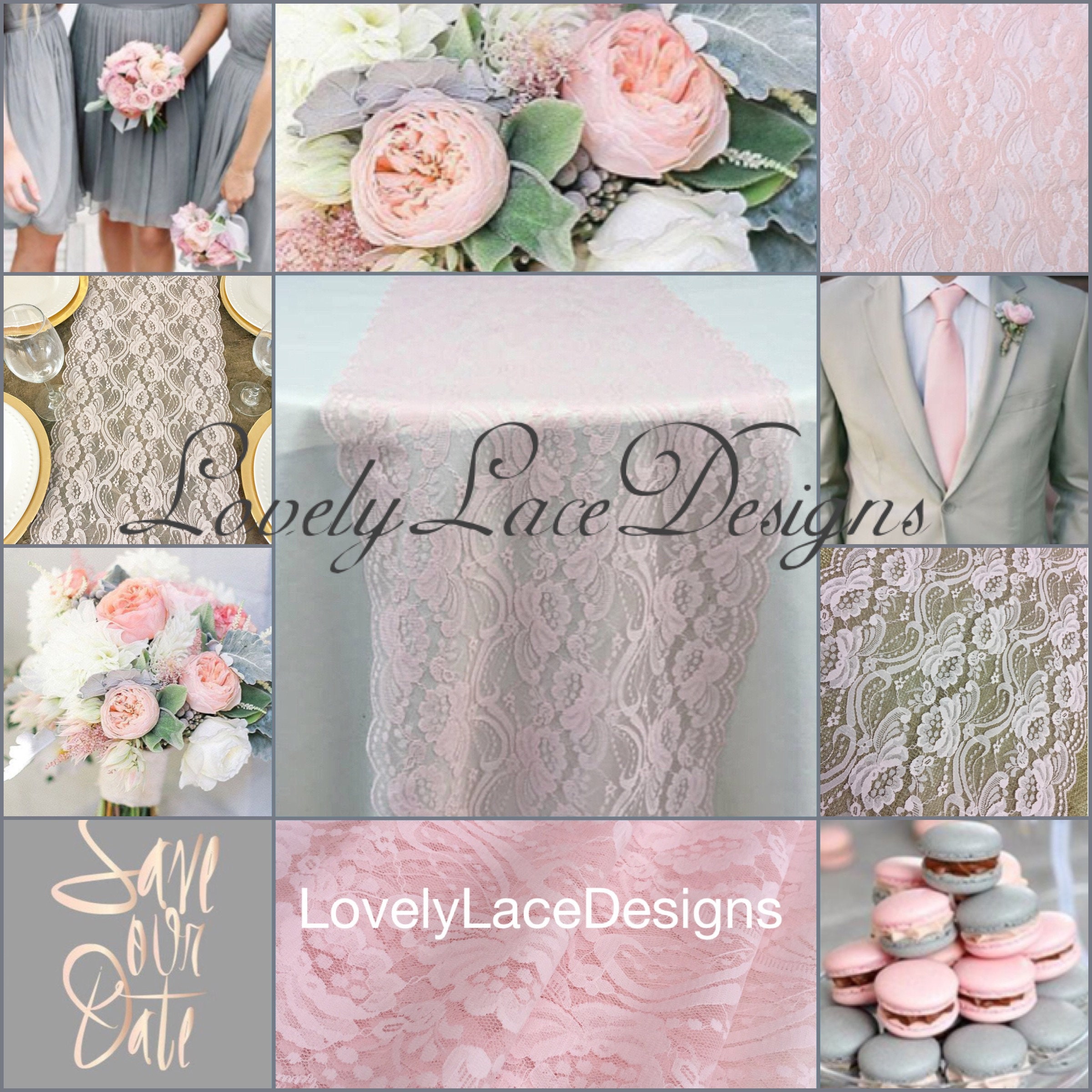 BLUSH PINK Lace Runner 12 Wide 3ft 11ft Long Lace Overlay Wedding