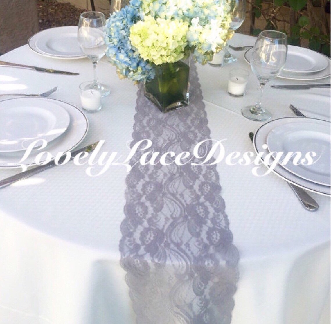 GRAY/SILVER Weddings Lace Table Runner 3ft10ft Long X Etsy