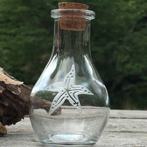 Starfish etched keepsake bottle
