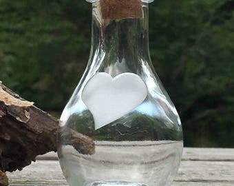 Heart etched keepsake bottle