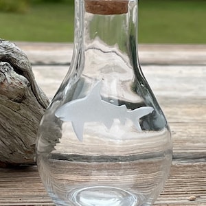 Shark etched keepsake bottle