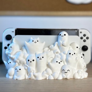 3D Printed Ghost Cat Switch Controller Holder Dock Cozy Gaming Decor