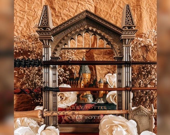 3D Printed Magical Mirror of Desire Spelled Backwards Trio Of Gold Wand Holder Standing AND Hanging Frame