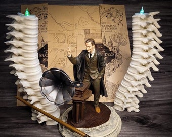 3D Printed Professor Werewolf’s Office Spine Candle + Magical Map Add-On