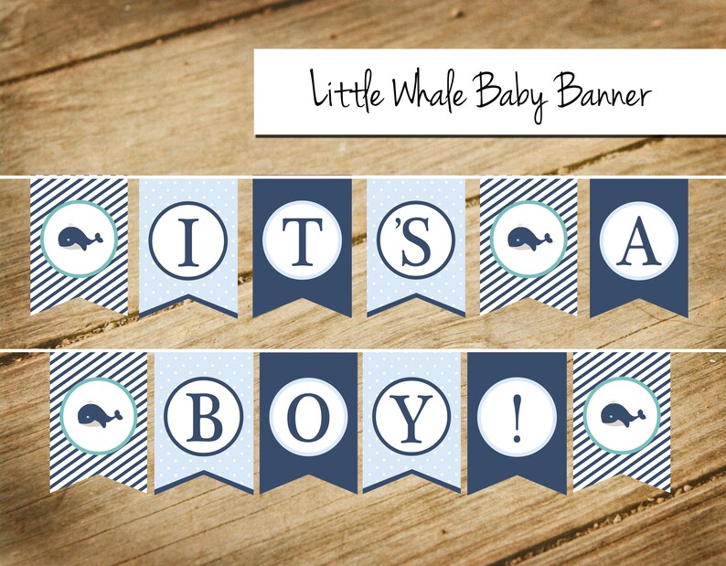 Little Squirt Whale Themed Nautical It S A Boy Banner Etsy