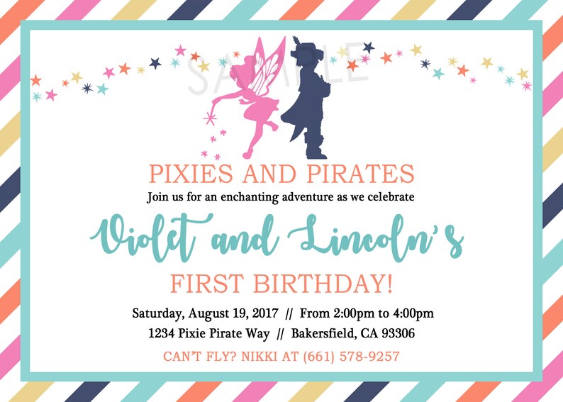 Pixies and Pirates Birthday Party Digital Invitation - Etsy