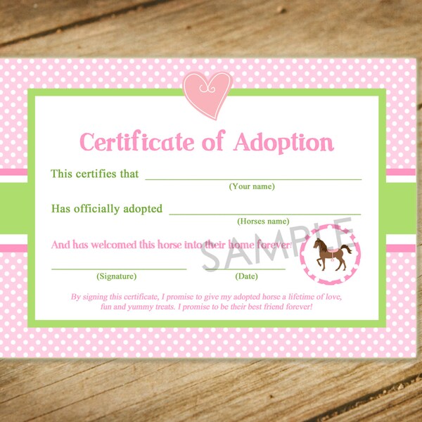 Pony Adoption Certificate - Etsy