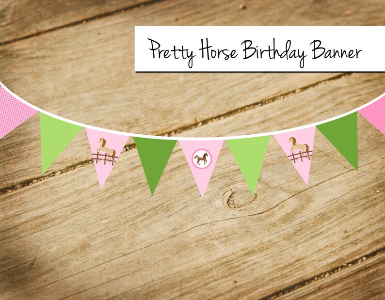 Pretty In Pink Horse Themed Birthday Banner Bunting Etsy