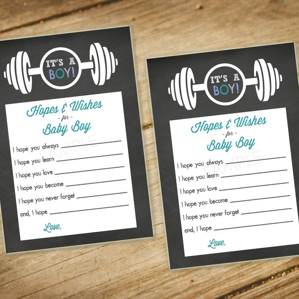 Crossfit Themed / Workout / Weights / Boy Baby Shower / Hopes and Wishes for Baby Card