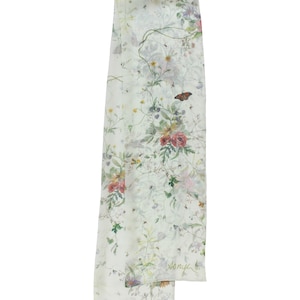 Silk Chiffon Scarf - Light Botanical