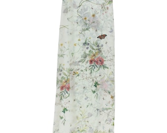 Zijden Chiffon Sjaal - Licht Botanisch