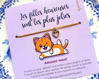 Filles heureuses chat