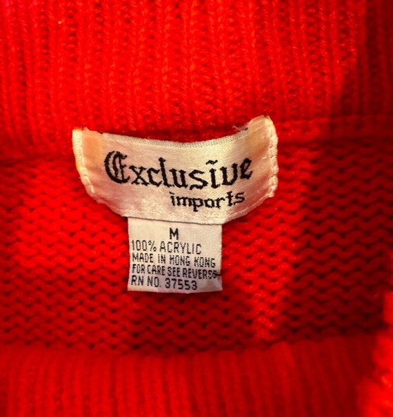 Funky Sweater Vintage 80s Retro Crazy Medium Red … - image 4