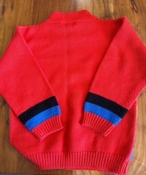 Funky Sweater Vintage 80s Retro Crazy Medium Red … - image 5