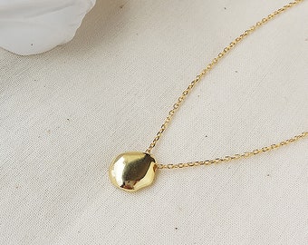 Gold Nugget Necklace/ 14k Gold Filled with Silver Necklace/ gift for new mom, valentine