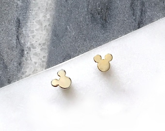 Tiny Mickey Mouse Earrings / Gold and Silver Plated Earrings / Cute minimal earrings