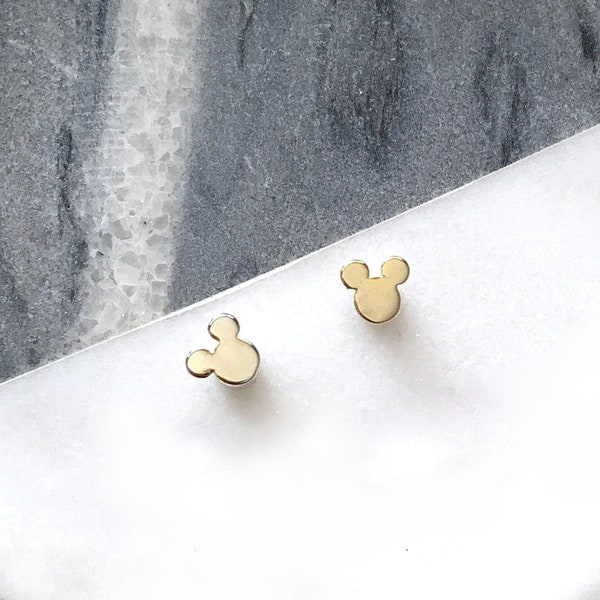 Tiny Mickey Mouse Earrings / Gold and Silver Plated Earrings / Cute minimal earrings