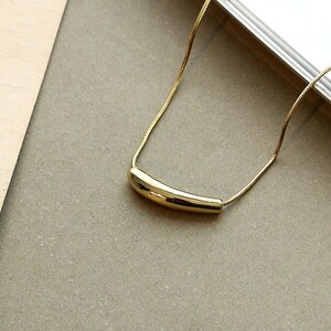 14k Gold Filled Moon Necklace / Gold Snake Necklace /Gold Crescent Dome / Birthday Gift, Bridesmaid Gift