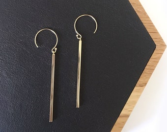 Long Bar Earrings / 14K Gold filed Earrings