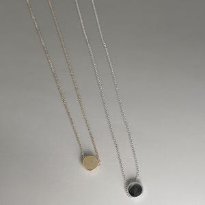 Tiny Silver Dot Necklace/ Small Circle Necklace