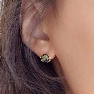 Black Fire Opal Post Earrings / Titanium Posts in gold / Nickel Free Earrings