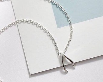 925 Sterling Silver Wishbone Bracelet / Tiny Silver Wishbone Bracelete