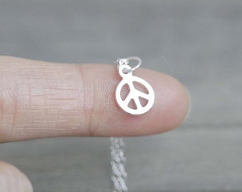 14k Gold Filled Tiny Peace pendant Necklace / gold, silver peace necklace / minimal peace