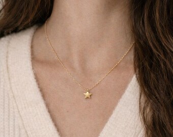 Tiny Gold Star Necklace: 14k Gold Filled Chain, Minimalist Jewelry