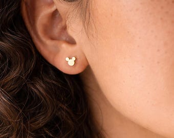 Tiny Mickey Mouse Earrings: Gold & Silver Plated, Sterling Silver Post
