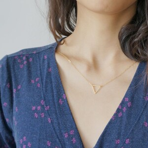 Triangle Necklace / Geometric Steel Pendant on 14K Gold Filled Chain image 1