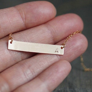 14K Gold Filled Personalized Gold Bar Necklace / initial necklace image 1