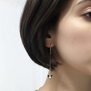 Mickey Mouse Pearl Drop Earrings: Gold & Silver Plated image 6