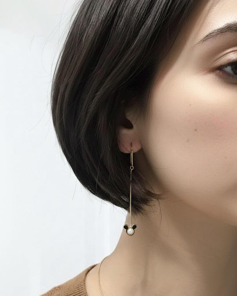 Mickey Mouse Pearl Drop Earrings: Gold & Silver Plated image 6