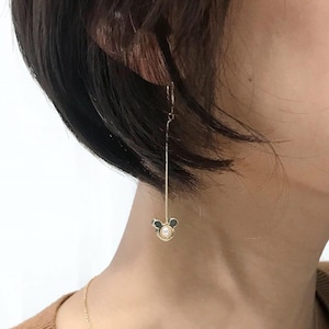 Mickey Mouse Pearl Drop Earrings: Gold & Silver Plated image 1