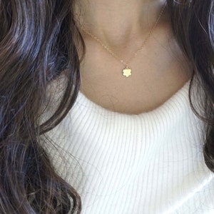 Gold Flower Pendant Necklace with 14k Gold Filled Chain