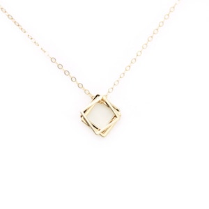 Quadratische Halskette / 3 quadratische Anhänger mit 14K Gold gefüllt Kette /Silber Quadratische Halskette