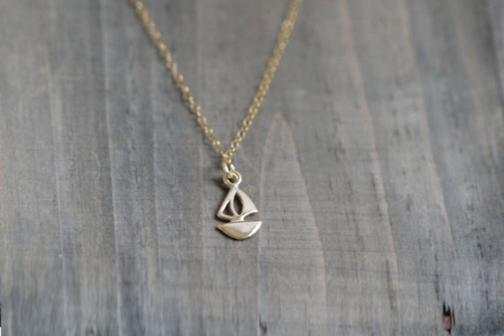 Tiny 14k Gold Filled Sailboat Necklace in Gold Filled chain