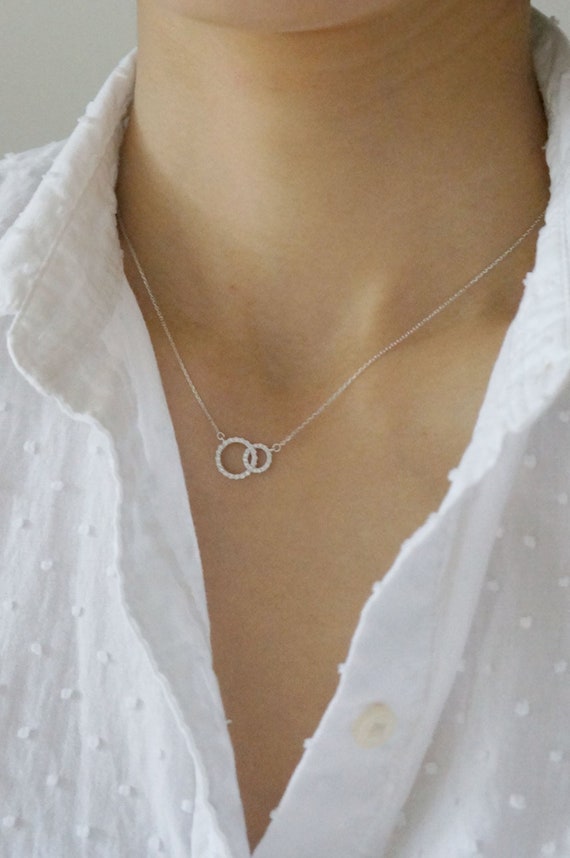 Silver Eternal  Double Ring Necklace