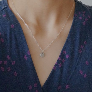 Silver Disc Initial Necklace / Personalized Pendant on a sterling silver chain image 3