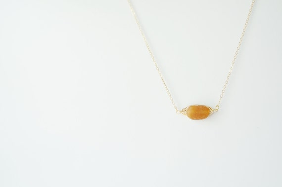 Yellow Jade Gemstone Necklace on 14K Gold Filled