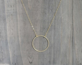 Gold Circle Ring Necklace in 14K Gold Filled  / Sweet and Simple Dainty Jewelry